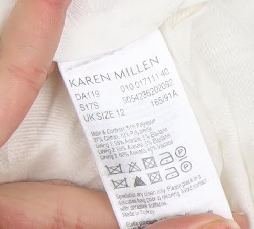Karen Millen Women’s Black White Fit & Flare Sleeveless Knee Dress Size 12