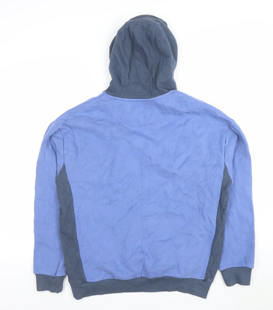 Marks and Spencer Boys Blue Pullover Hoodie 7-8 Years Letters Logo Print