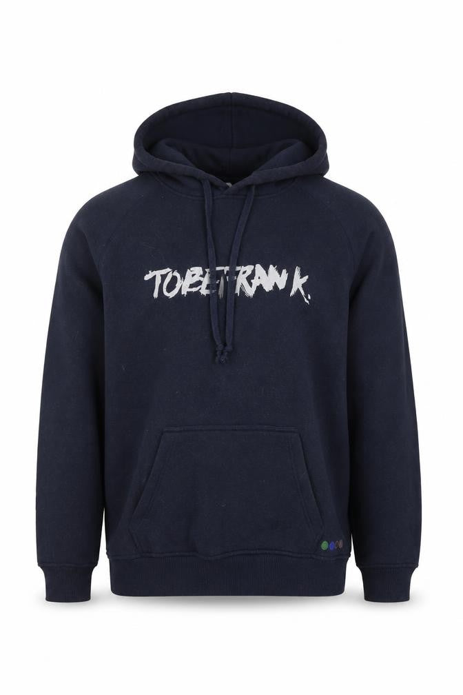 TOBEFRANK Men's Navy Blue Medium Pullover Hoodie With Graphic Logo
