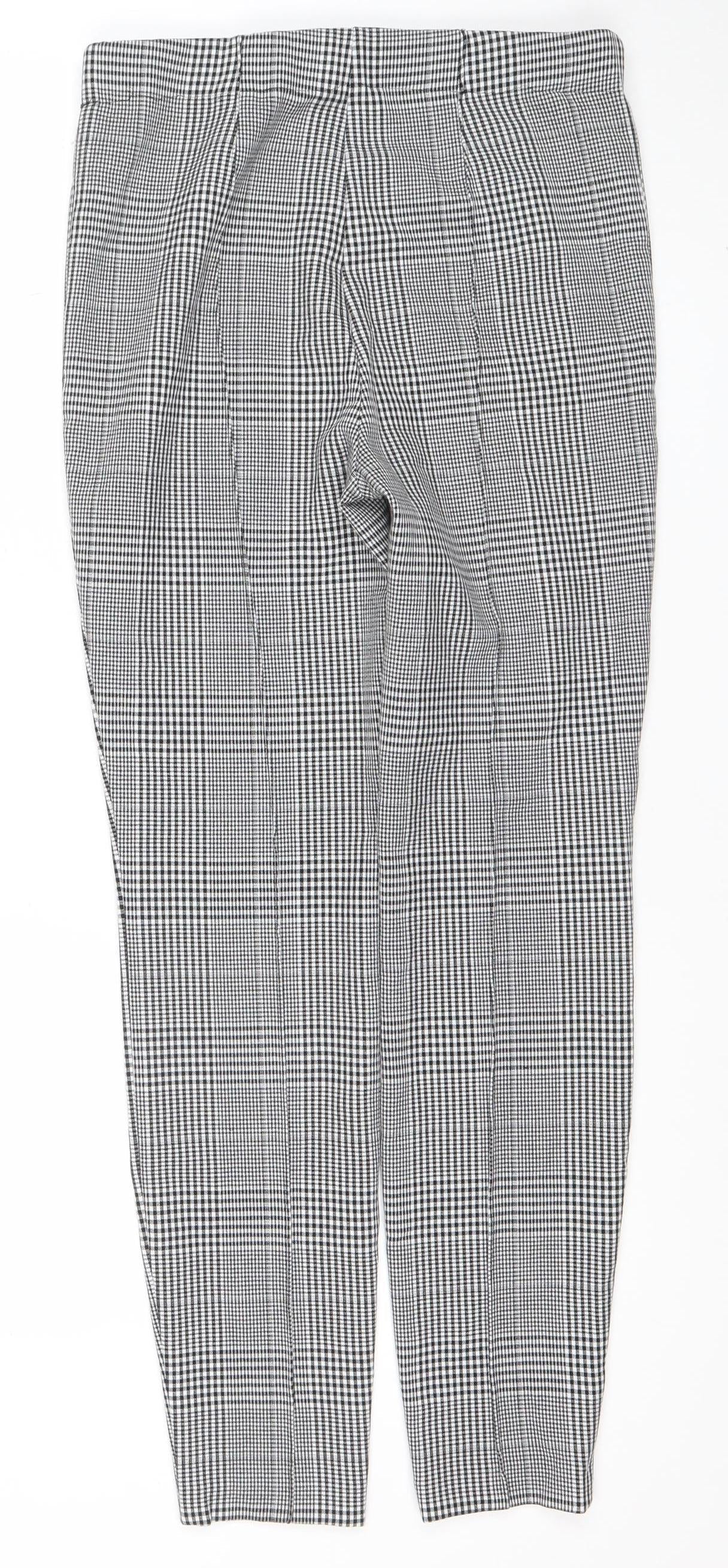 Marks and Spencer Women's Black Check Stretch Work Trousers Size 10