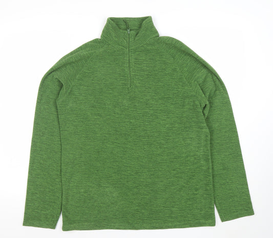 Mountain Warehouse Men's Green XL 1/4 Zip Pullover Fleece Sweatshirt