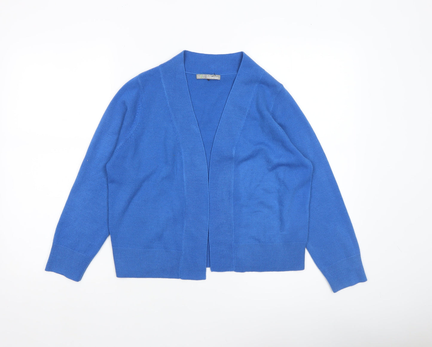 Marks and Spencer Women's Blue V-Neck Acrylic Cardigan Size 12