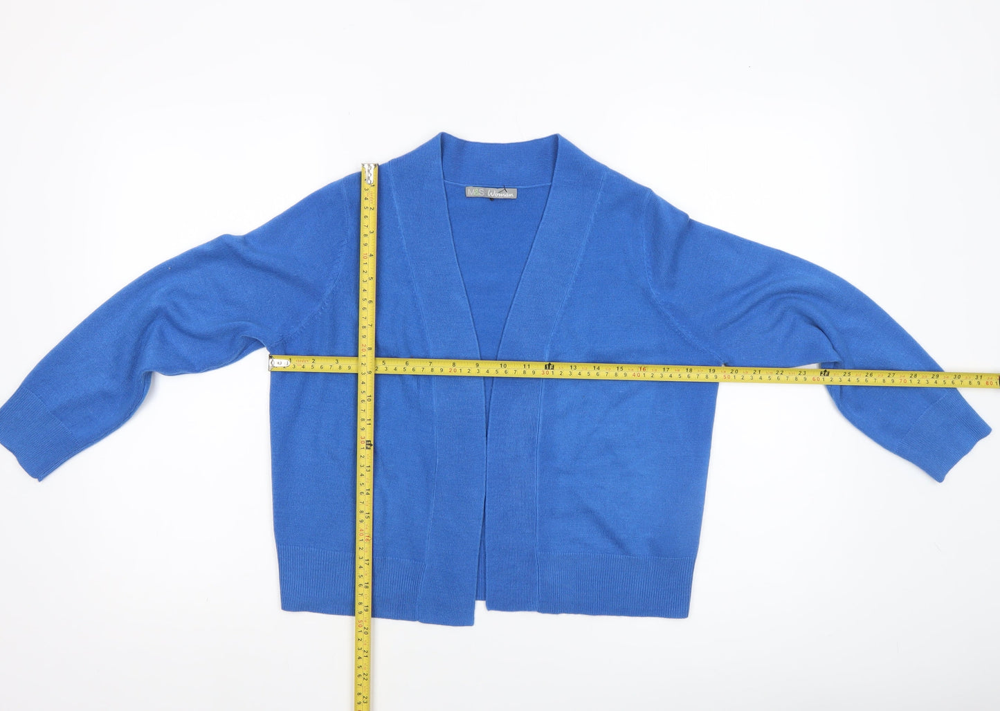 Marks and Spencer Women's Blue V-Neck Acrylic Cardigan Size 12