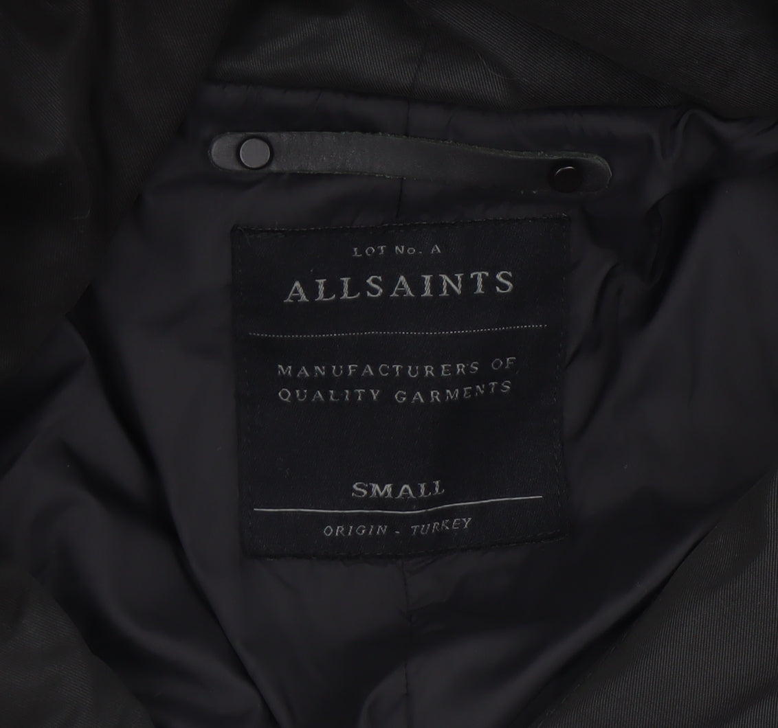 AllSaints Women's Black Chilton Parka Coat Size S Hooded Zip Long Jacket