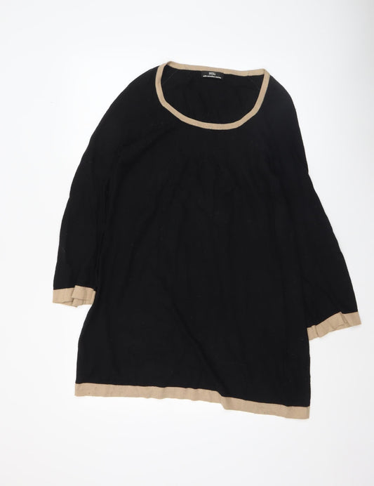 Marks and Spencer Womens Black Size 12 Round Neck Long Sleeve Pullover Jumper