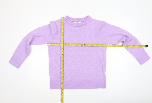 Marks and Spencer Womens Purple Crew Neck Wool Blend Jumper XS