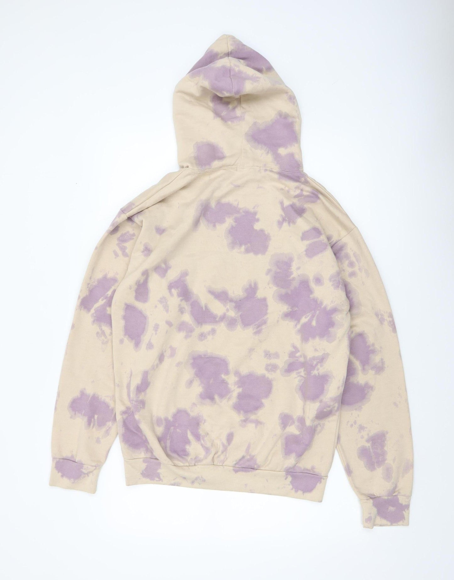 PrettyLittleThing Unisex Beige Purple Tie Dye Pullover Hoodie S