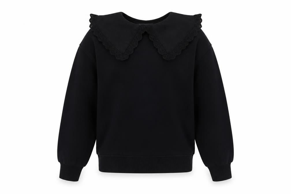 ZARA Girls Black Collared Long Sleeve Pullover Blouse 10 Years 140cm