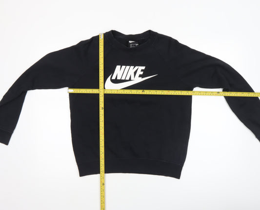 Nike Women's Black Small Pullover Sweatshirt Crew Neck Cotton Blend
