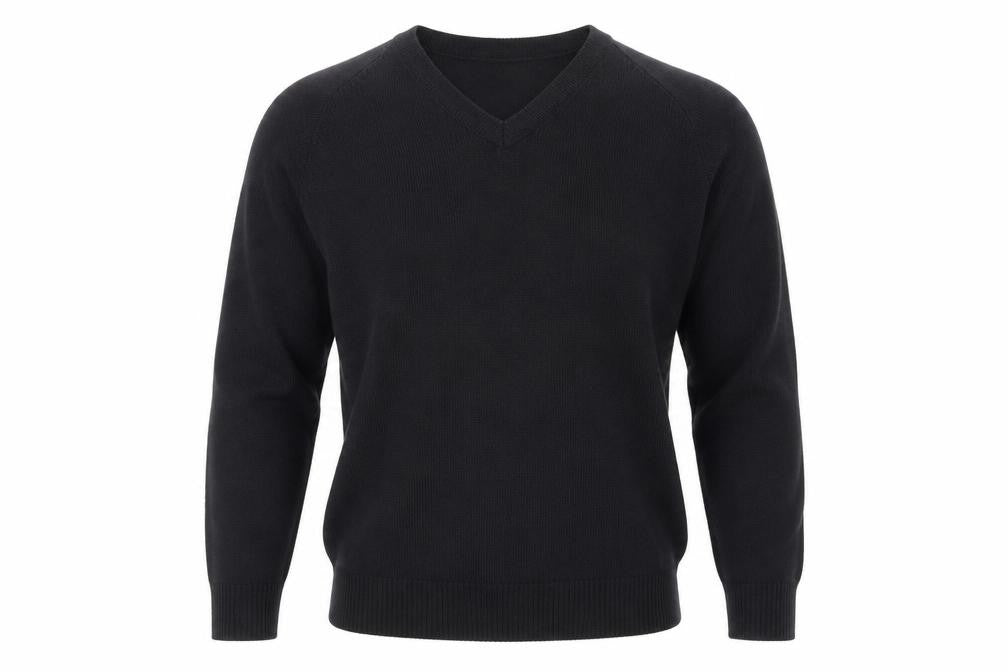 Banner Men's Black Acrylic V-Neck Long Sleeve Knit Jumper Size S