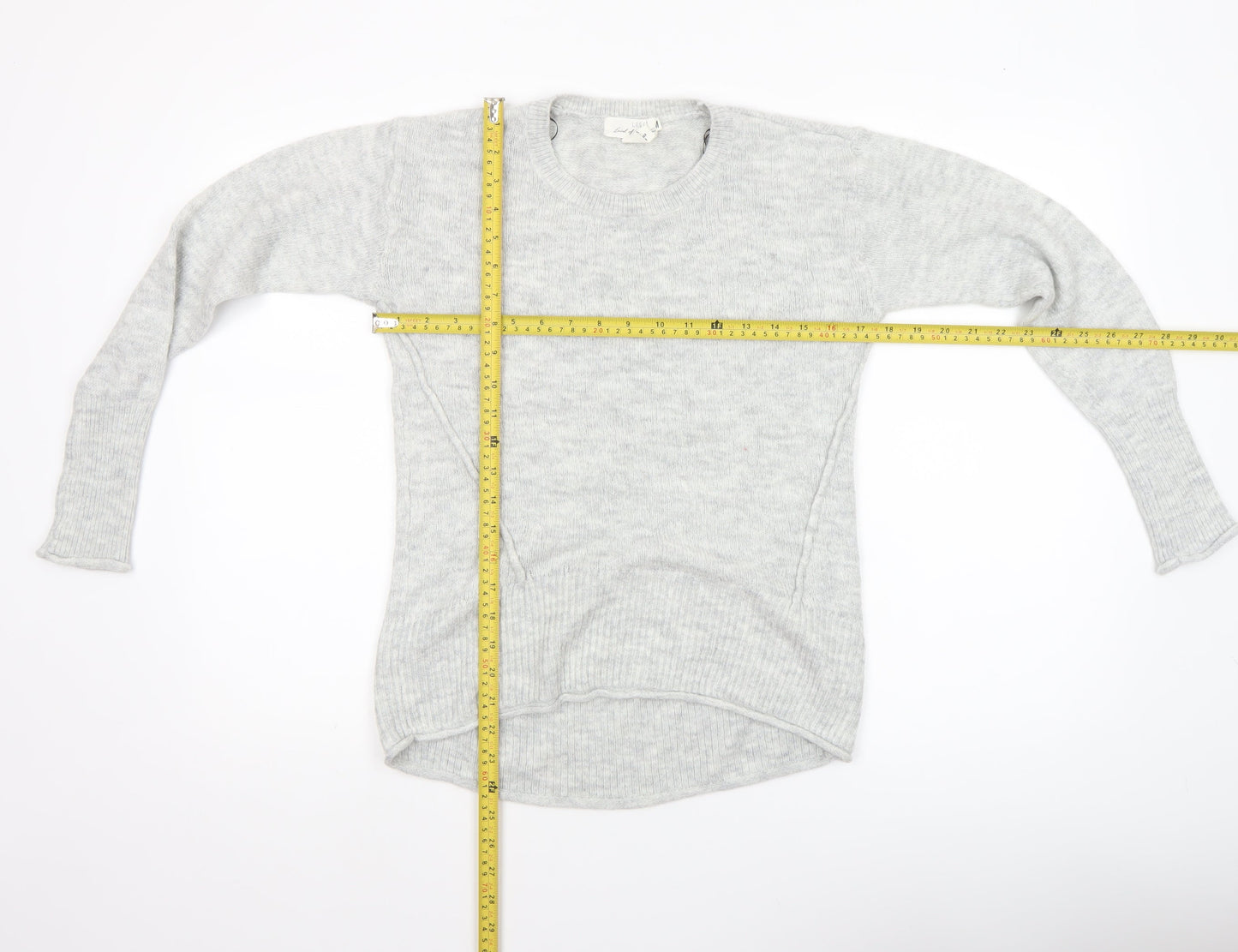 H&M Women Grey Knit Pullover Jumper XS Long Sleeve Crew Neck