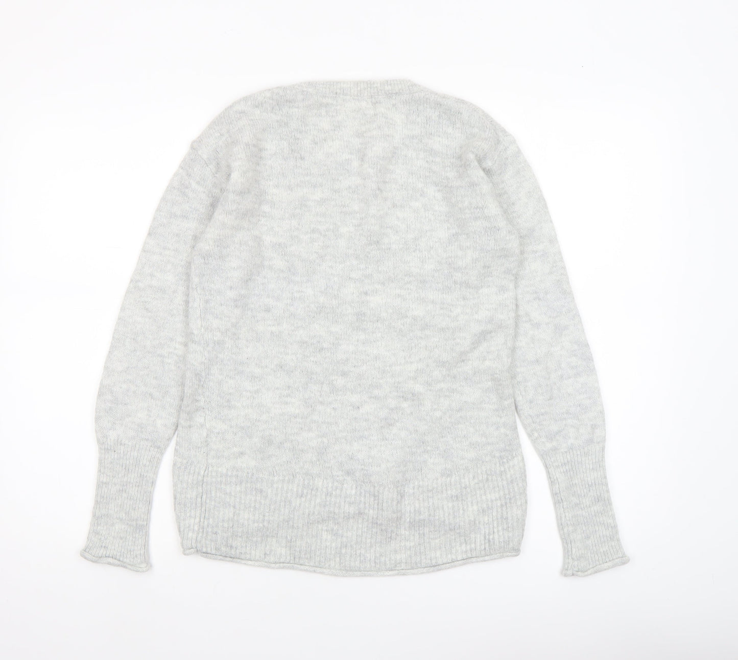 H&M Women Grey Knit Pullover Jumper XS Long Sleeve Crew Neck