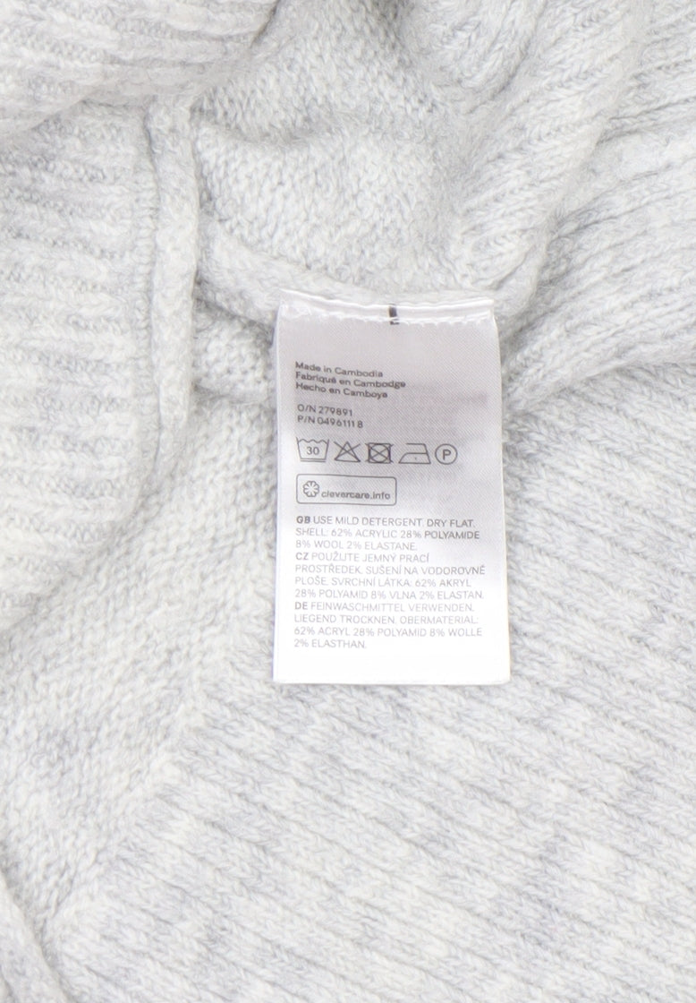 H&M Women Grey Knit Pullover Jumper XS Long Sleeve Crew Neck