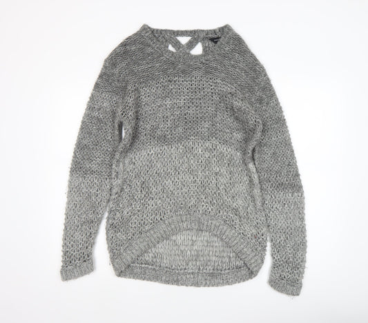 Dorothy Perkins Women’s Grey Open-Knit Long Sleeve Jumper Size 12