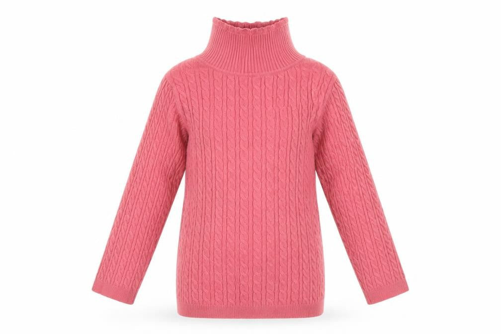 George Girls Pink Cable Knit Roll Neck Jumper 2-3 Years