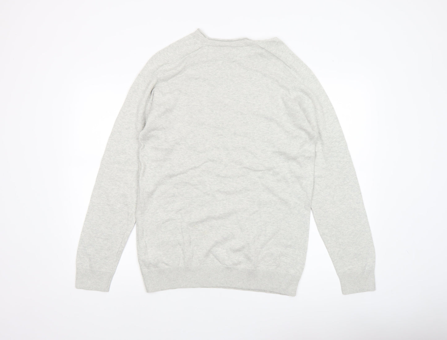 Primark Men's Grey Cotton Crew Neck Jumper Size M