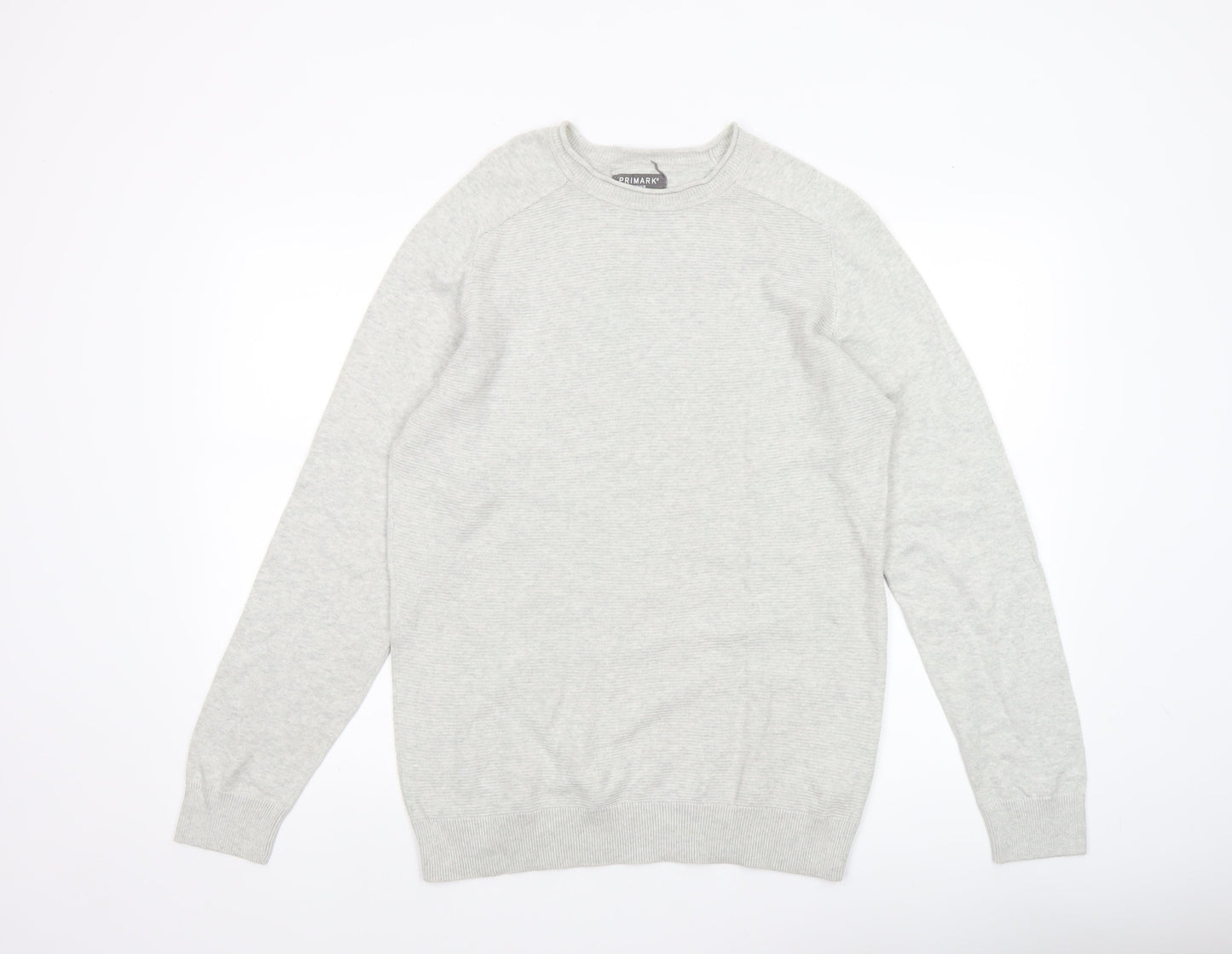 Primark Men's Grey Cotton Crew Neck Jumper Size M