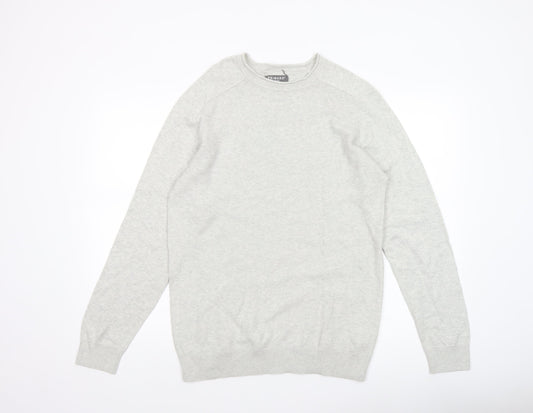 Primark Men's Grey Cotton Crew Neck Jumper Size M
