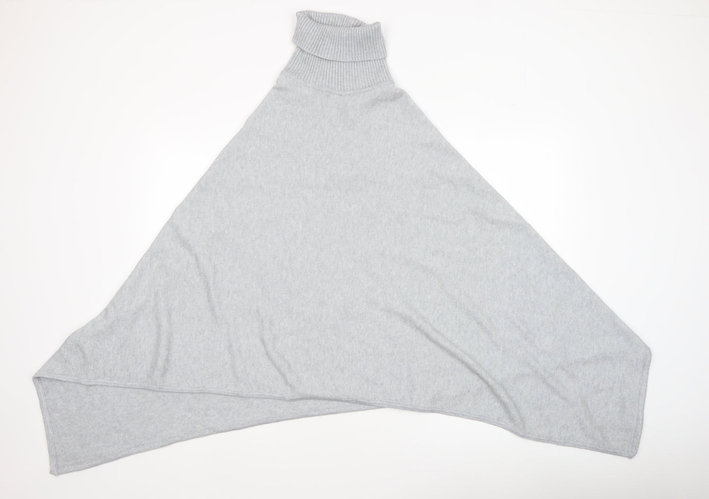 Vila Womens Grey Roll Neck Knit Cape Poncho One Size