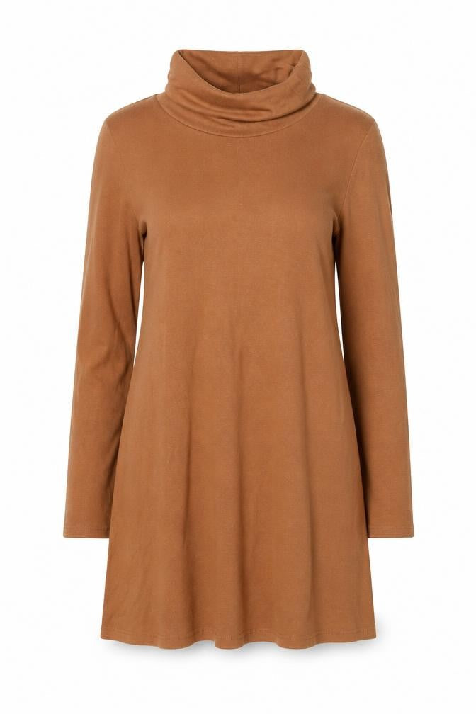 Market & Spruce Women Brown Knit Roll Neck Long Sleeve Shift Dress M