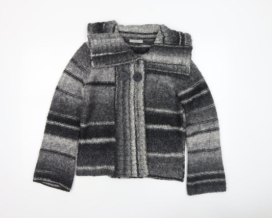 Marks and Spencer Womens Grey Striped Chunky Knit Cardigan UK 14