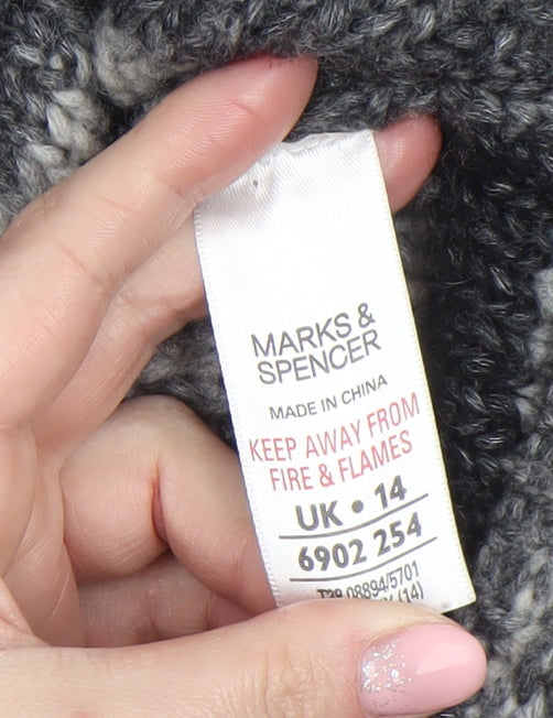 Marks and Spencer Womens Grey Striped Chunky Knit Cardigan UK 14