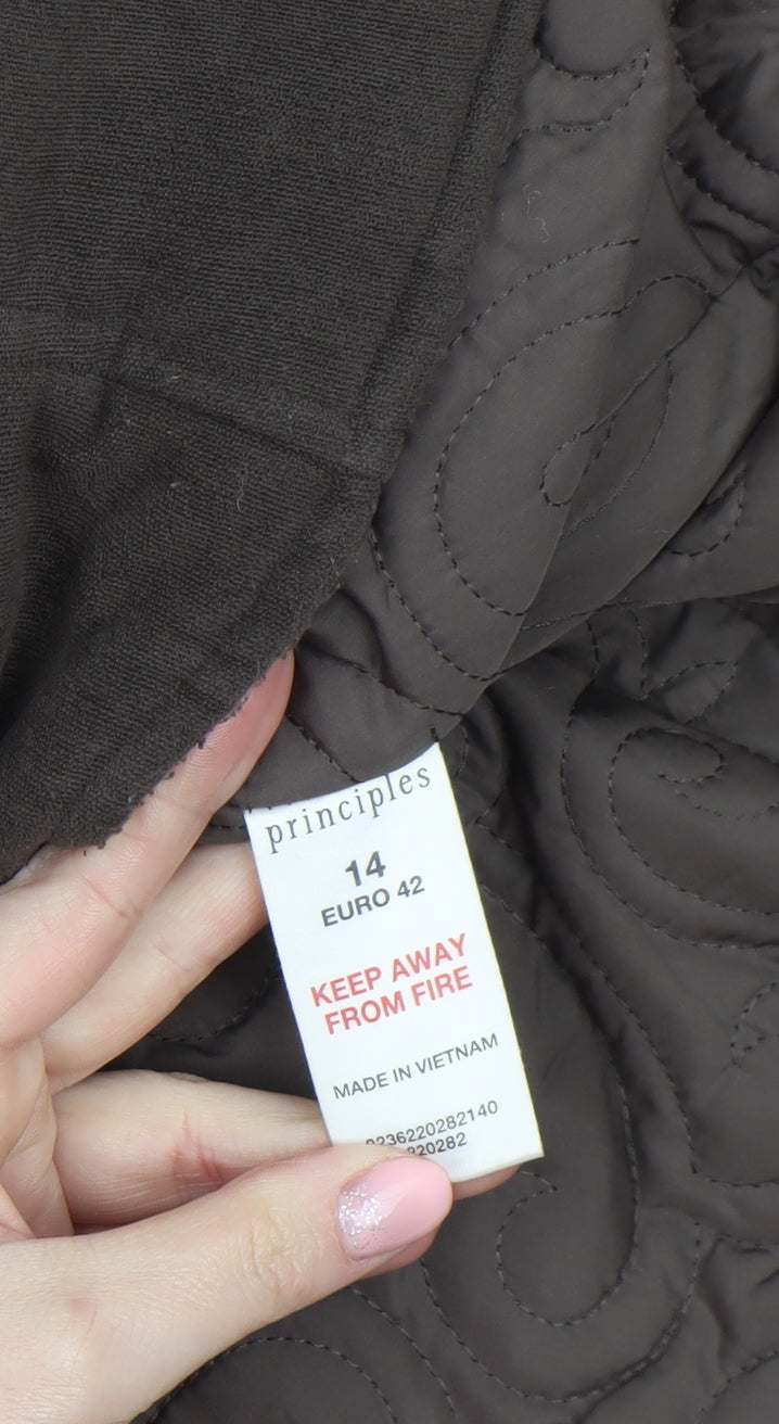 Principles Women's Brown Suede Fur Trim Jacket Size 14