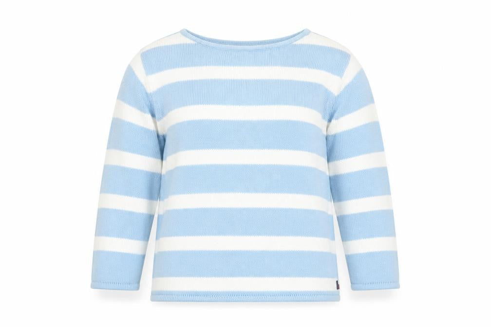 Tommy Hilfiger Women Blue White Striped Cotton Crew Neck Jumper M