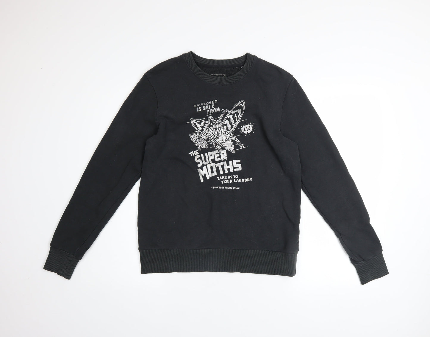 Superdry Womens Black UK 10 Graphic Pullover Sweatshirt