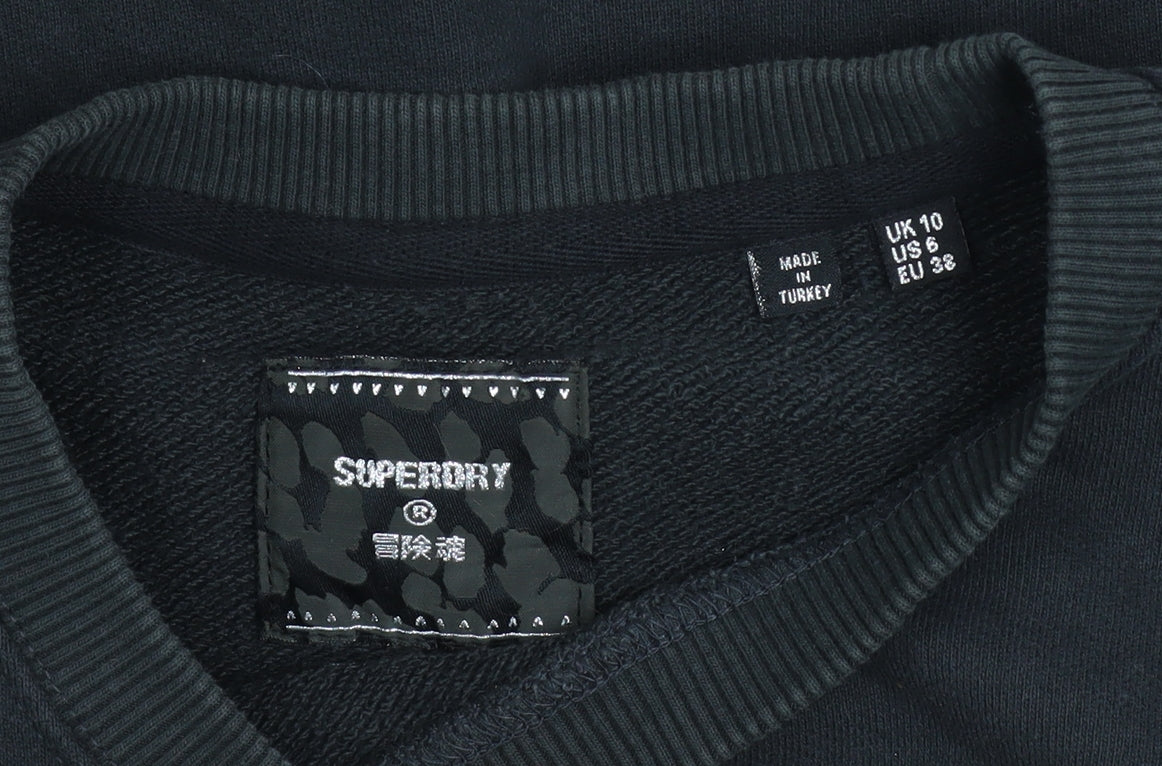 Superdry Womens Black UK 10 Graphic Pullover Sweatshirt