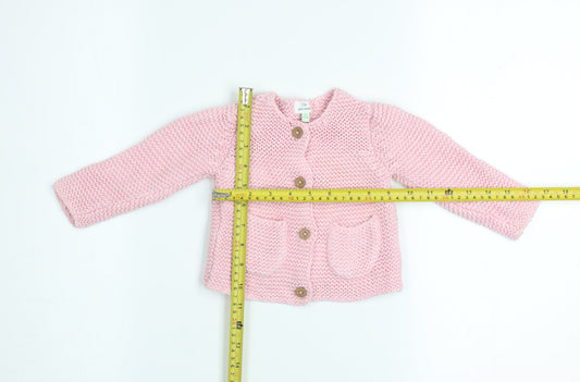 John Lewis Pink Knit Cotton Baby Cardigan 3-6 Months Unisex