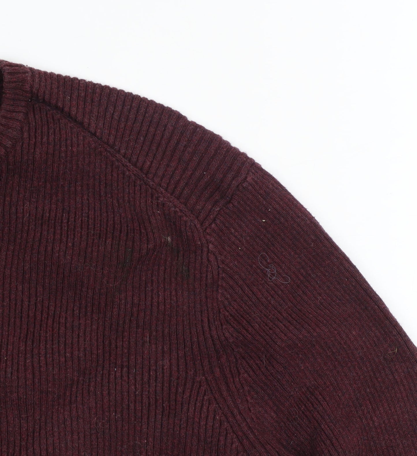 Red Herring Men's Burgundy Cotton Crew Neck Jumper Medium