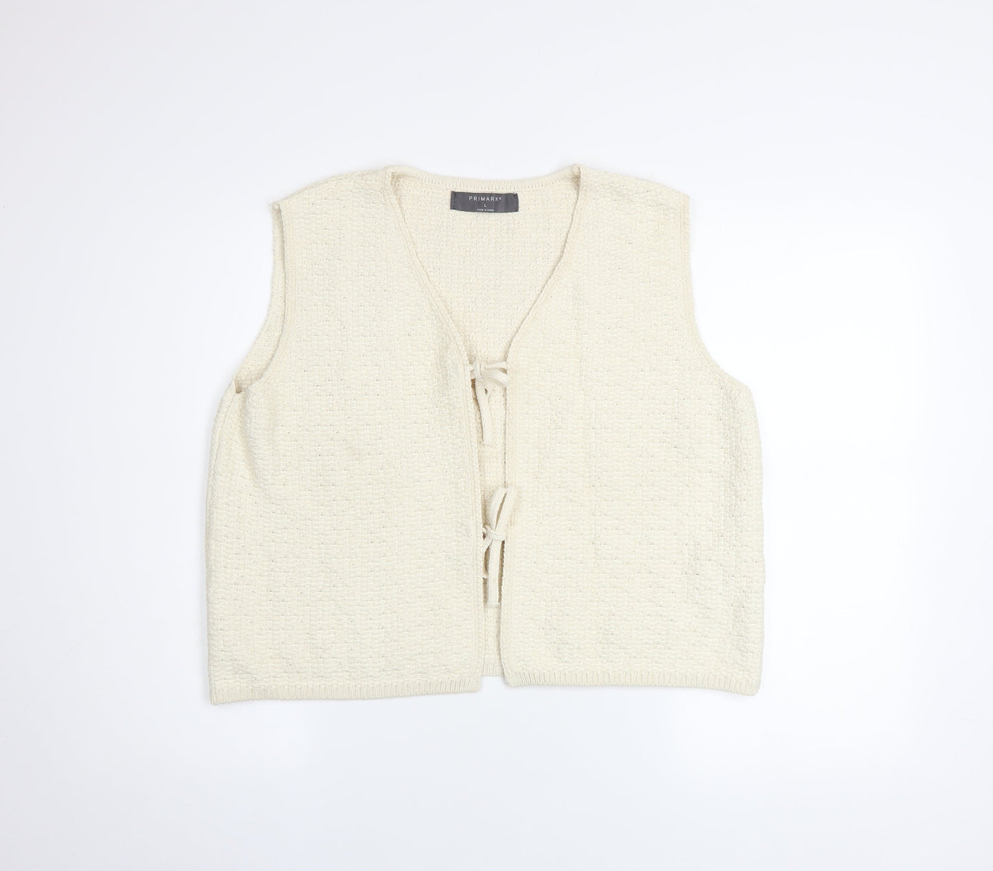 Primark Women Ivory Knit Tie Front Sleeveless Camisole Top L