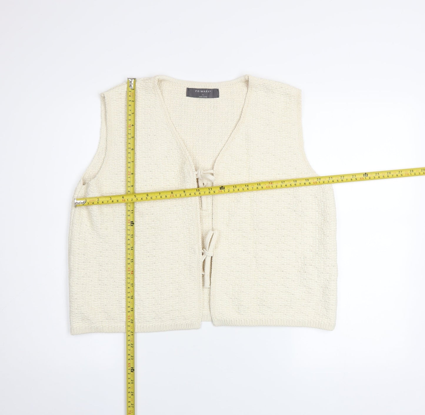 Primark Women Ivory Knit Tie Front Sleeveless Camisole Top L