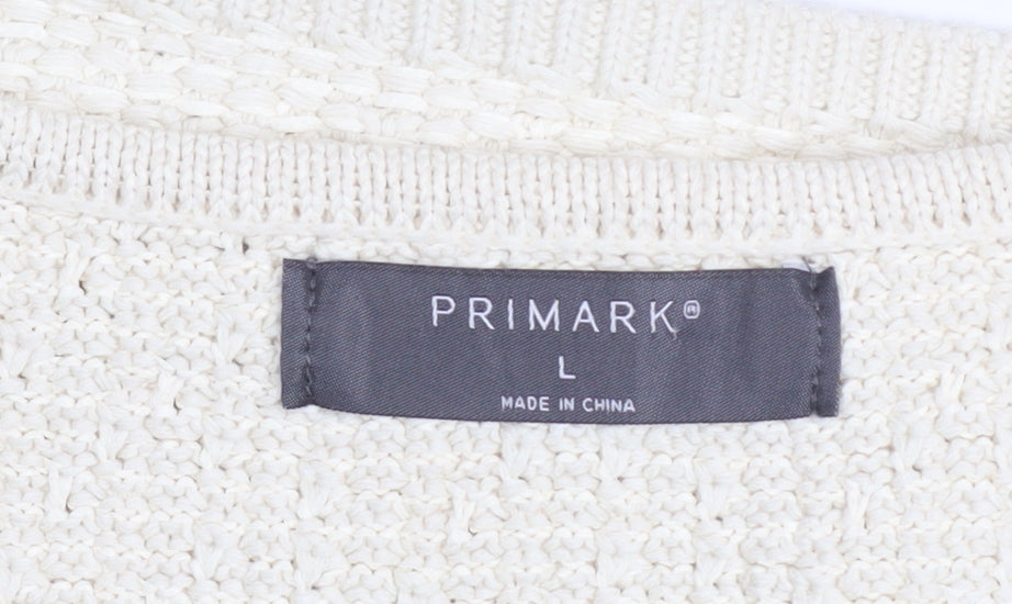 Primark Women Ivory Knit Tie Front Sleeveless Camisole Top L
