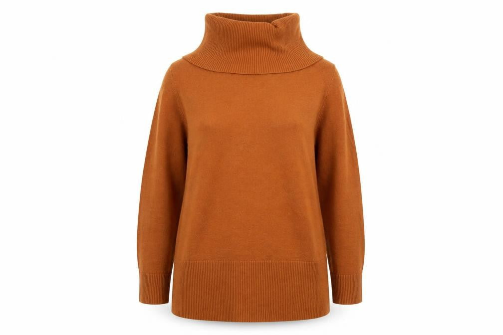 Marks and Spencer Womens Brown Size 14 Roll Neck Long Sleeve Jumper