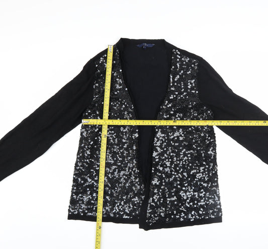 Jasper Conran Women's Black Sequin Cardigan L Viscose Nylon
