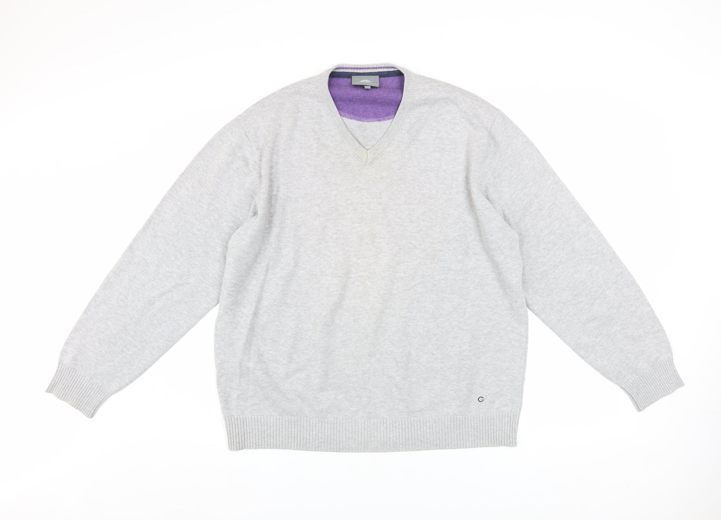 Peter Gribby Men's Grey 2XL V-Neck Cotton Jumper