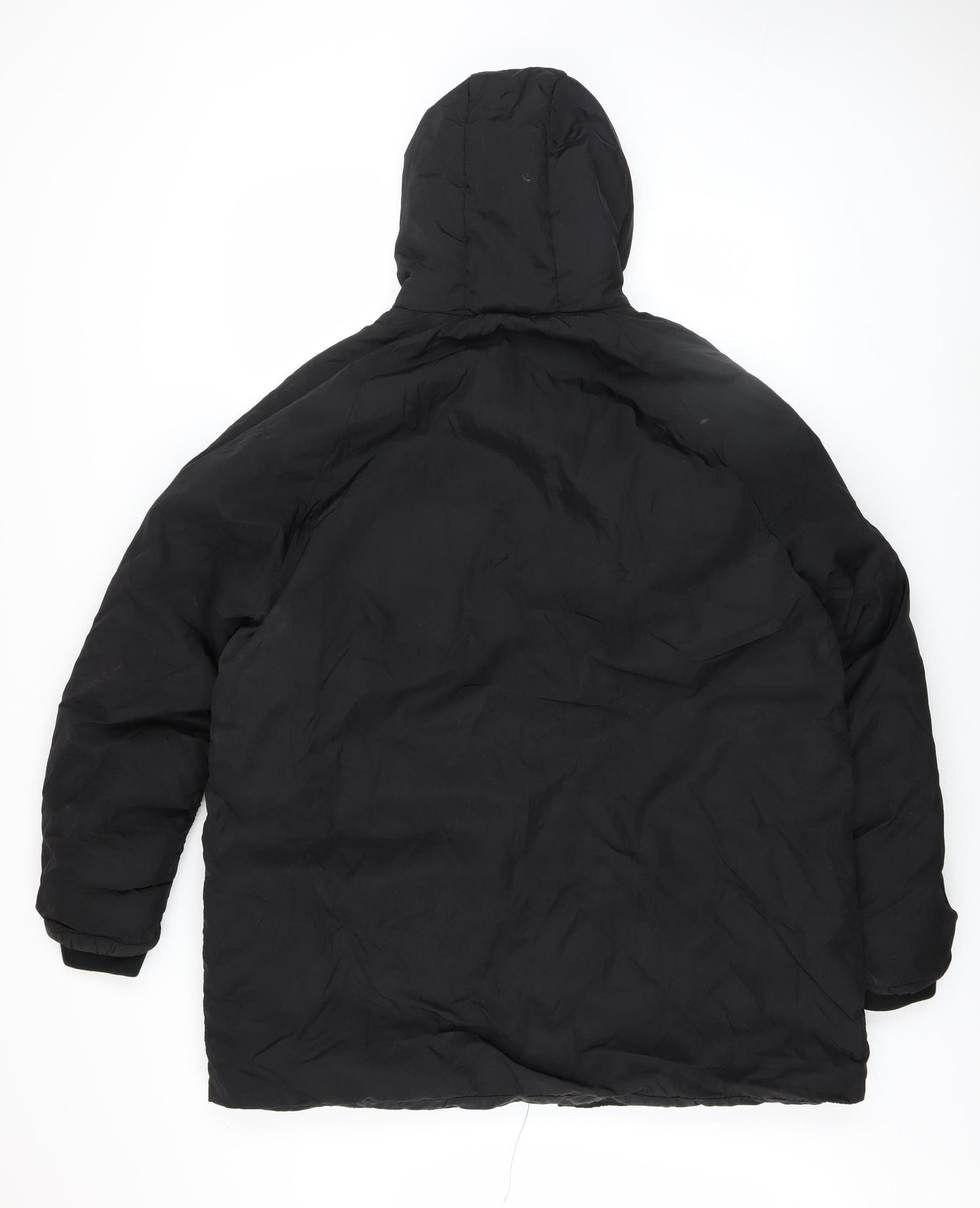 Boohoo Women's Black Long Hooded Puffer Jacket UK 12