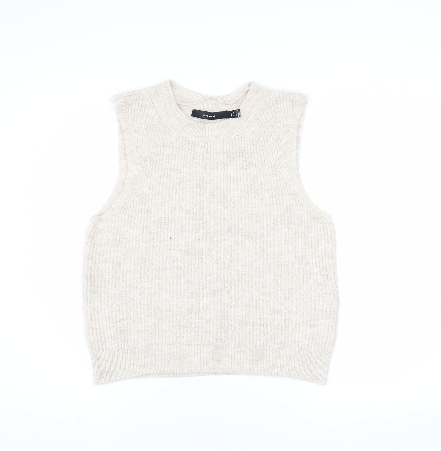 Vero Moda Women's Beige Knit Sleeveless Vest Medium