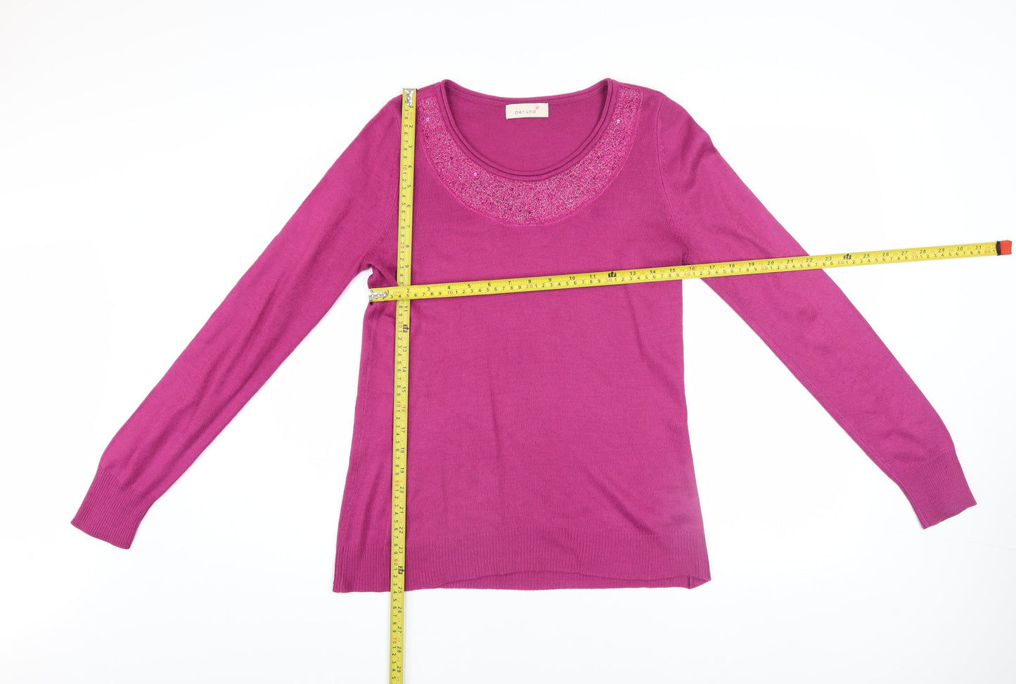 Marks and Spencer Women's Pink Sequin Round Neck Jumper Size 10