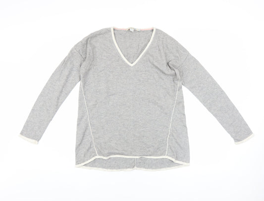 Boden Women's Grey V-Neck Wool Blend Pullover Jumper Size S