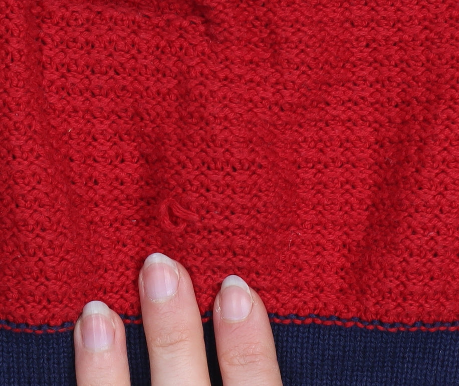Country Rose Women Red Navy Striped Cotton Crew Neck Jumper M