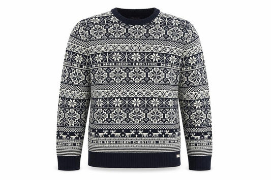 Lee Cooper Mens Blue Fair Isle Christmas Jumper Size L