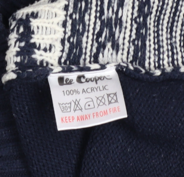 Lee Cooper Mens Blue Fair Isle Christmas Jumper Size L