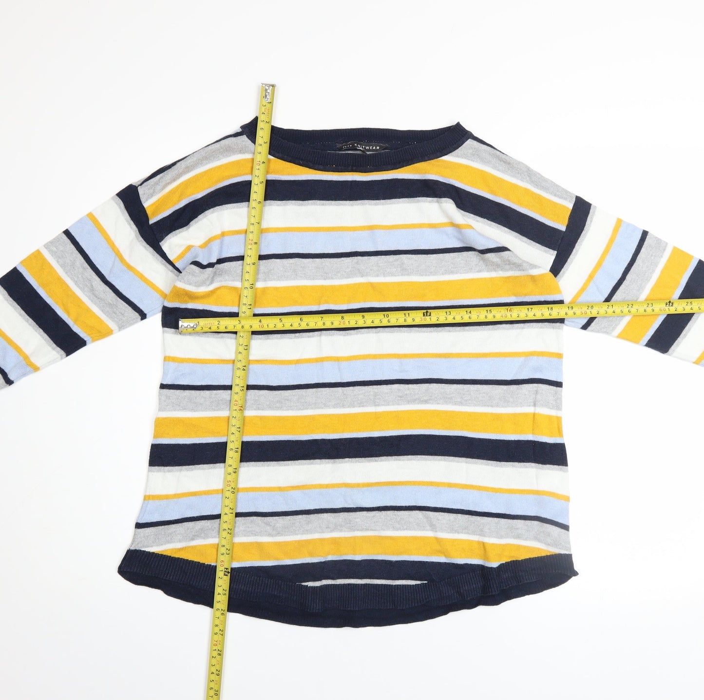 Bonmarché Womens Multicoloured Striped Jumper Size 14 Boat Neck Knitwear