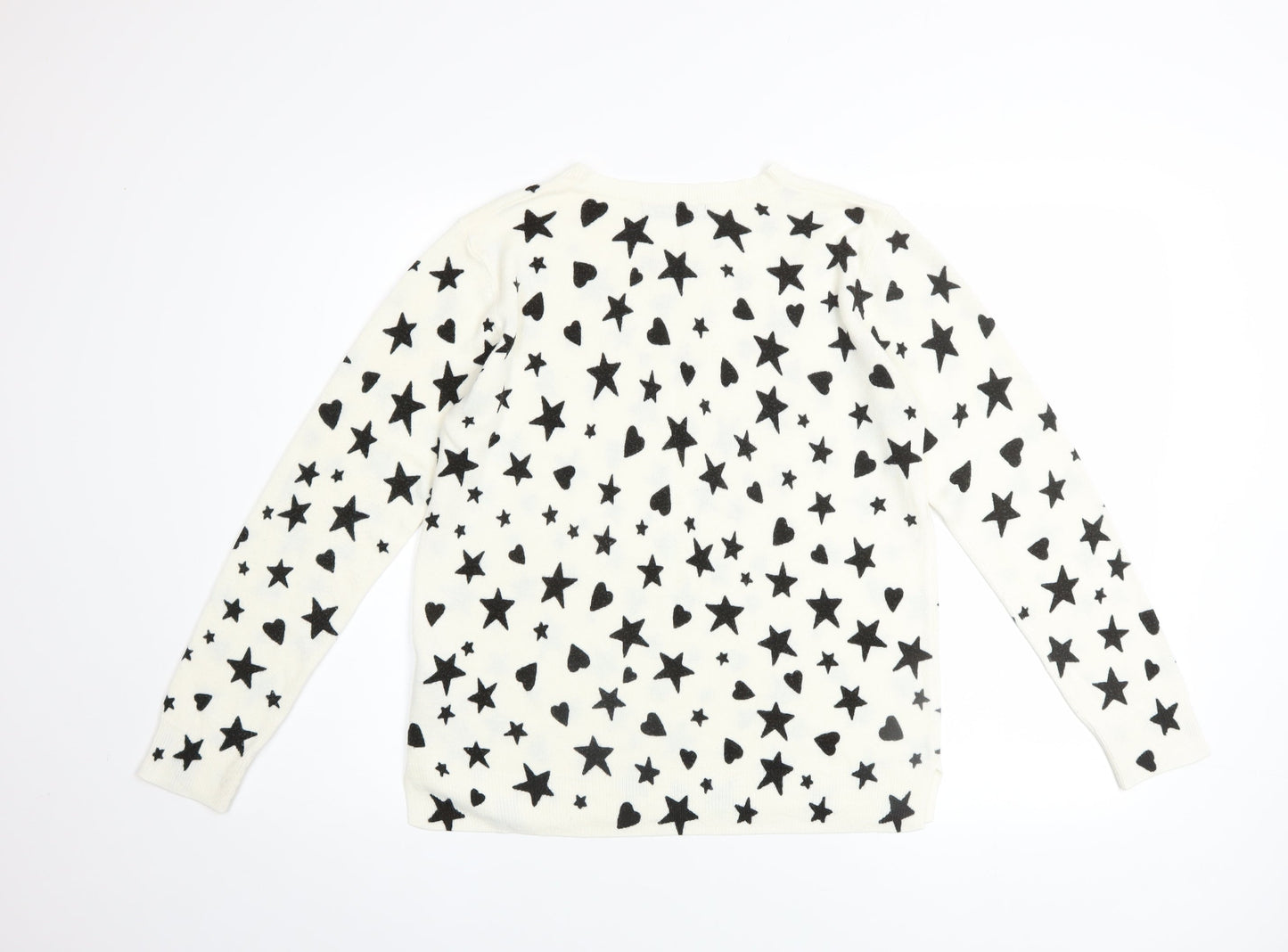 Marks and Spencer Women’s Ivory Star Print Acrylic Jumper Size 14