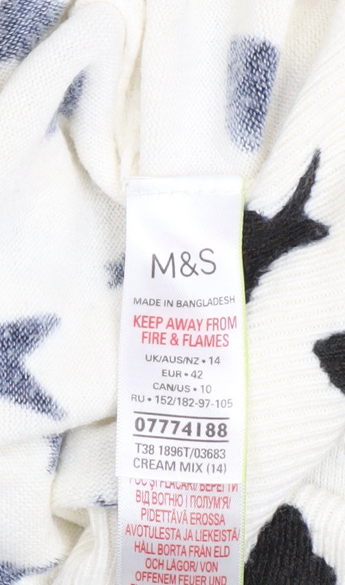 Marks and Spencer Women’s Ivory Star Print Acrylic Jumper Size 14