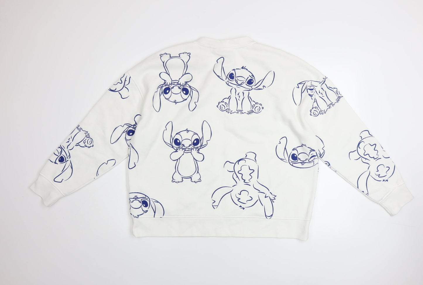 Disney Women’s White Stitch Sweatshirt Size L 14/16 Pullover Cotton Blend
