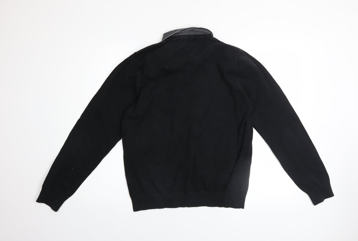Marks and Spencer Men's Black V-Neck Pullover Jumper Medium